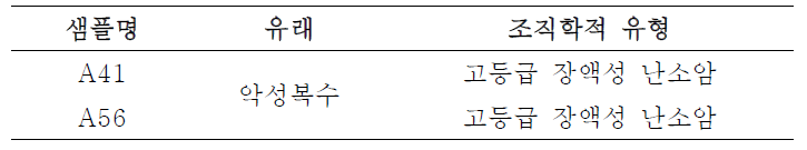 환자 샘플의 정보