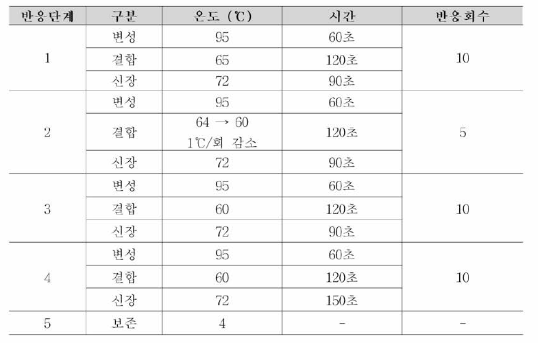 장줄혈성대장균 공전시험법 Conventional PCR 조건