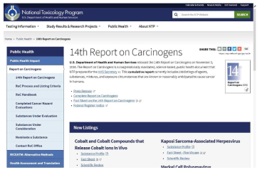미국 NTP의 발암물질 분류