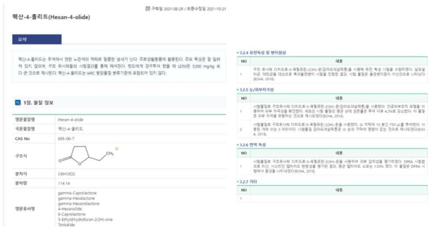 Tox-info 내 구조 유사체 독성정보 활용 사례