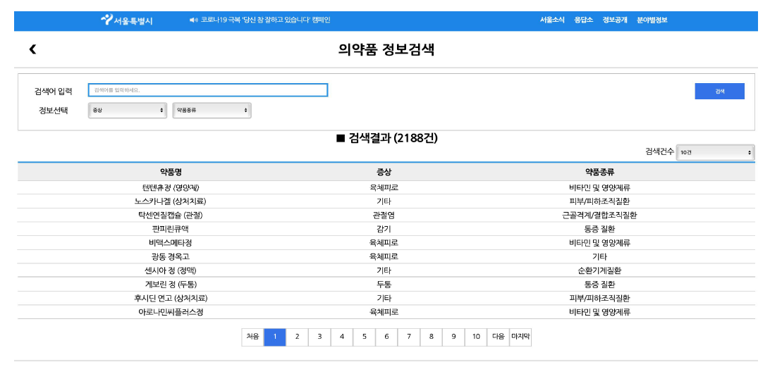 서울시 시각장애인을 위한 의약품 정보검색