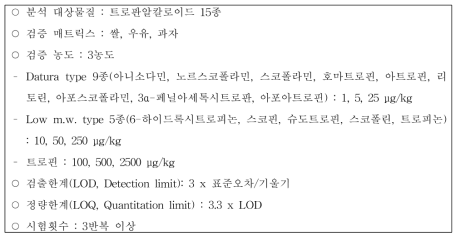 교차검증 시험법 유효성검증 세부 내용