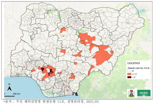 나이지리아, 라싸열 발생 지역(‘21)