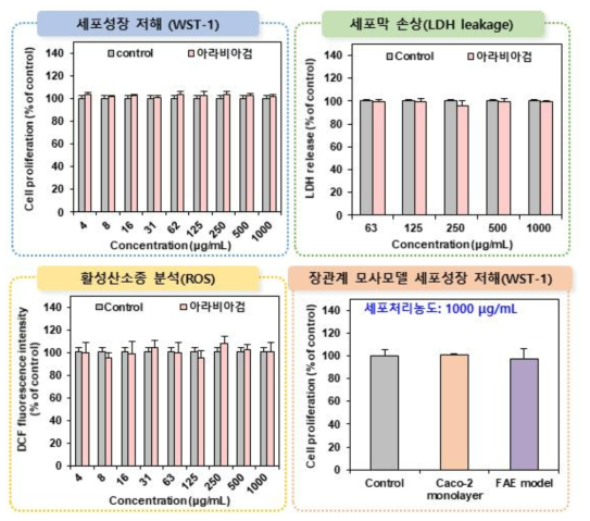 아라비아검의 세포독성시험 결과