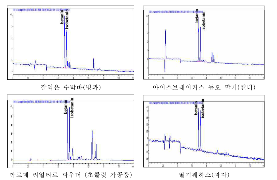 비트레드 지표물질 시료 적용성 분석 크로마토그램