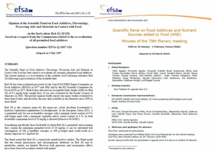 유럽 EFSA (European food safety authority)의 식품첨가물에 관한 자료