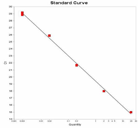 Choleraesuis 에 대한 standard curve 결과