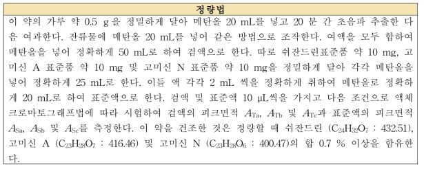 오미자의 정량법