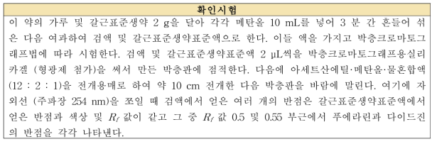 갈근의 확인시험법