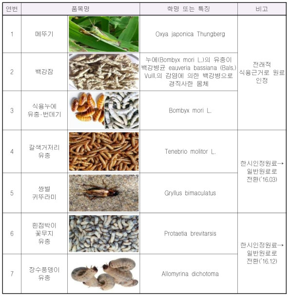 식용곤충의 종류