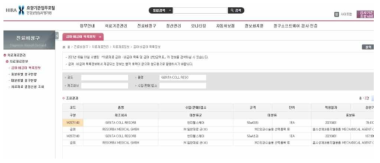 요양기관업무포털 치료재료 급여·비급여 목록정보