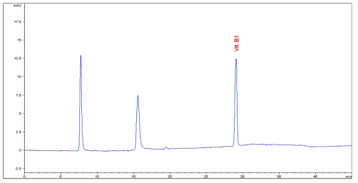 비타민 B1 표준품의 크로마토그램