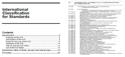 국제표준분류코드 매뉴얼 및 분류체계 (출처: Internationl Organization for Standardization, 2005)