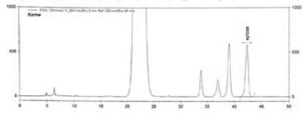 자일로올리고당 가수분해 전 시험용액 크로마토그램