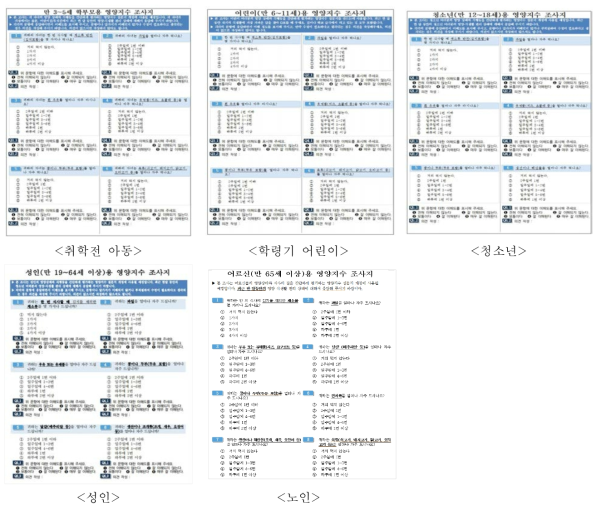 포커스 집단 대상의 조사지(예시)