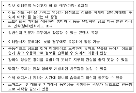 동영상 콘텐츠 선정 기준 및 제작 시 고려사항