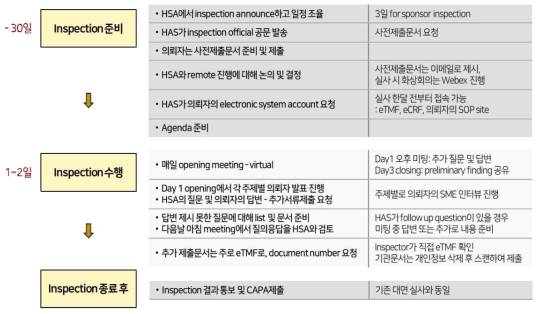 싱가포르 HSA로부터 실제로 의뢰자 비대면 실태조사를 받았던 절차