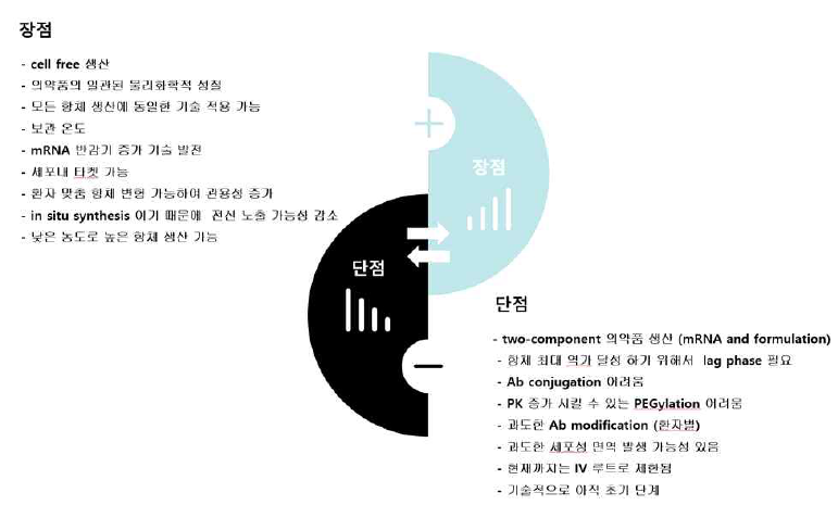 수동면역을 위한 재조합 항체 단백질 대비 항체 발현 mRNA의 장단점 (CureVac, Molecular Therapy 2019)