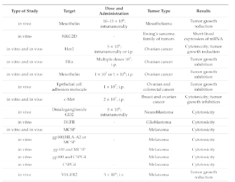 악성 고형암 치료를 위한 IVT mRNA CAR-T 전임상 세포치료 연구사례 (Rajan et al. International Journal of Molecuar Sciences 2020)