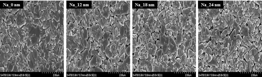 NaF PDT 공정에 따른 CIGS 광흡수층 미세구조 변화 사진