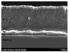 Reference 기판에서의 미세결정질 실리콘 태양전지 단면 사진