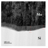 탄소기판위에 증착된 a-Si 박막과 Mo 후면전극 경계의 TEM 분석
