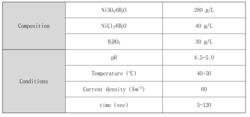 전해 니켈 도금 조건