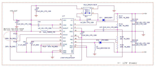 센서 소자에 –10V ~ +10V 까지 동작전압을 가지는 전원부 회로 설계