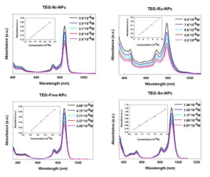 TEG-MNPcs의 몰흡광계수 측정결과