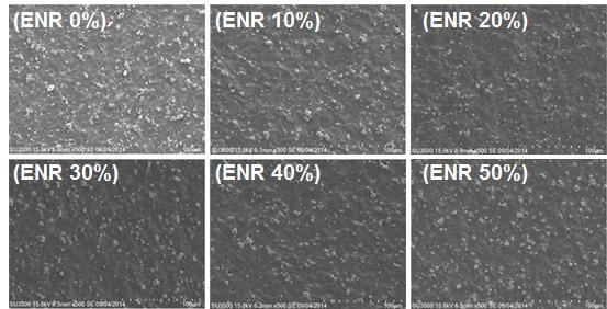 Epoxide Group 함량에 따른 SEM 표면 사진(500배 확대)