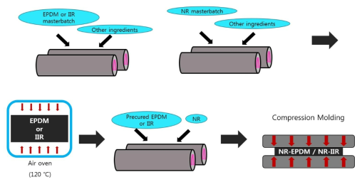 선경화된 EPDM과 NR의 블렌드 과정