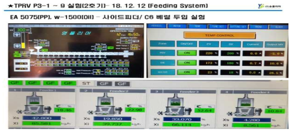 변경된 Feeding / Screw 조건 및 가공 조건