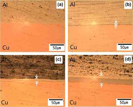 Cu/Al/Cu 접합소재의 초기시편과 열처리에 따른 미세구조