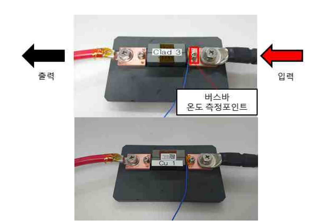 클래드 버스바와 동 버스바 온도 시험 평가