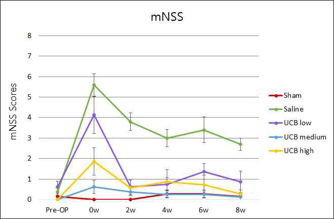 만성기의 mNSS 평가 결과