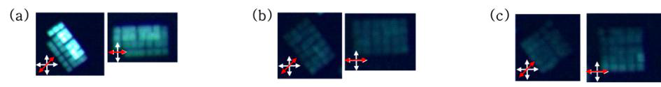 편광현미경 image (a) 4:0 (b) 3:1 (c) 2:2