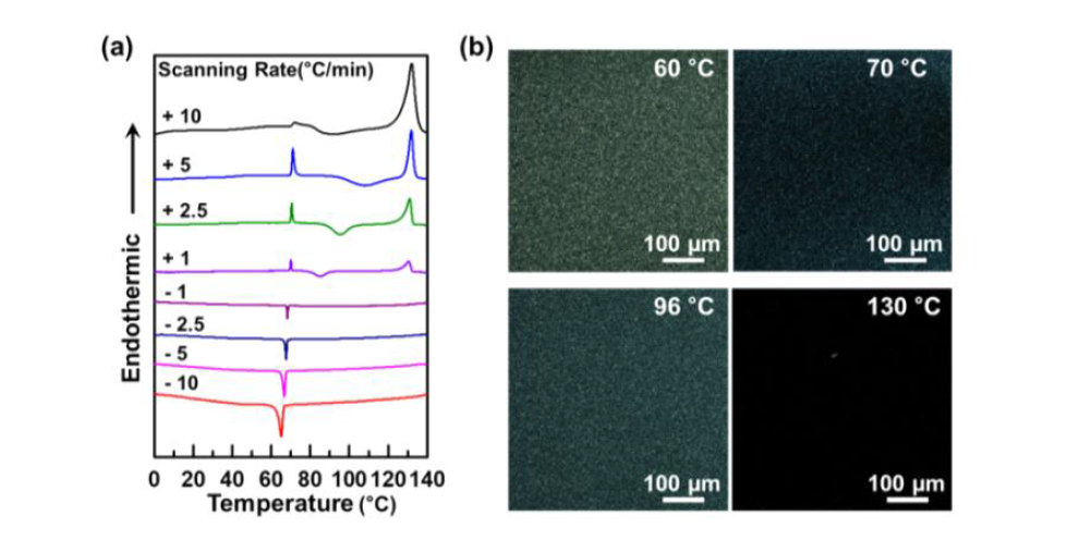 (a) N4의 DSC 데이터와 (b) POM 이미지
