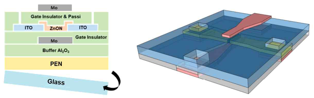 Dual Gate 구조의 Schematic Device Structure (2D & 3D)