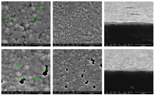 Ag 80nm 증착 후, Oven에 annealing 140℃, 30min / 60min 조건, SEM image 촬영