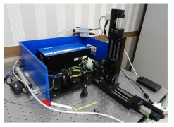 광섬유 펨토초 레이저와 투과 측정모듈 및 이미징 스테이지(확장 unit)를 이용하여 설치한 투과측정 셋업(독일과 유사)