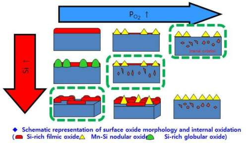 Si 성분과 산소분압에 따른 표면 산화물 형성 거동