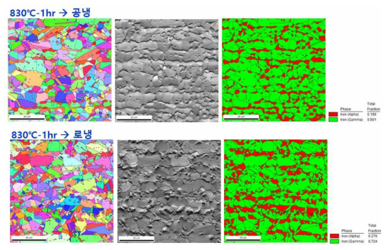 소둔열처리재의 EBSD분석 결과