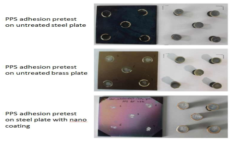 Assessment of adhesive properties at metal-PPS interface