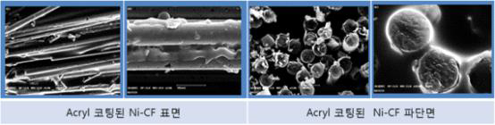 Acryl 코팅된 Ni-CF Filler의 SEM 이미지