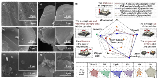 Amphiphile에 따른 코팅 커버리지 변화에 따른 흑연(140 µm) 제작 및 개념도