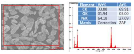 Ni/EG의 EDS분석결과
