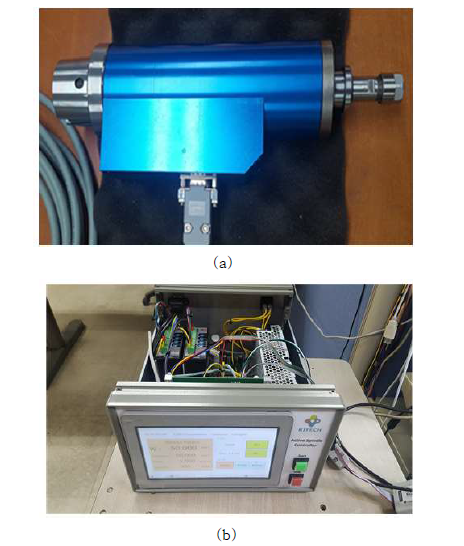 (a)방전가공용 탈착식 액티브 스핀들 시제품 (b)방전가공용 컨트롤러