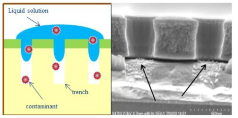 초미세 고종횡비 패턴에 대한 습식세정공정의 문제 : 표면에너지 제한으로 인한 오염물 제거 실패 예