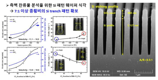 측벽 잔류물 분석을 위한 Si 트렌치 식각공정 개발 및 식각 프로파일 확보