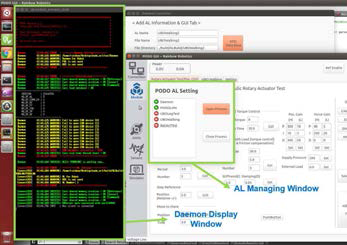 Daemon 상태 표시 창 및 PODO GUI 창